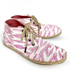 TOMS Botas Ikat Pink Geometric Southwestern Espadrille Lace Up Chukka Boots 9